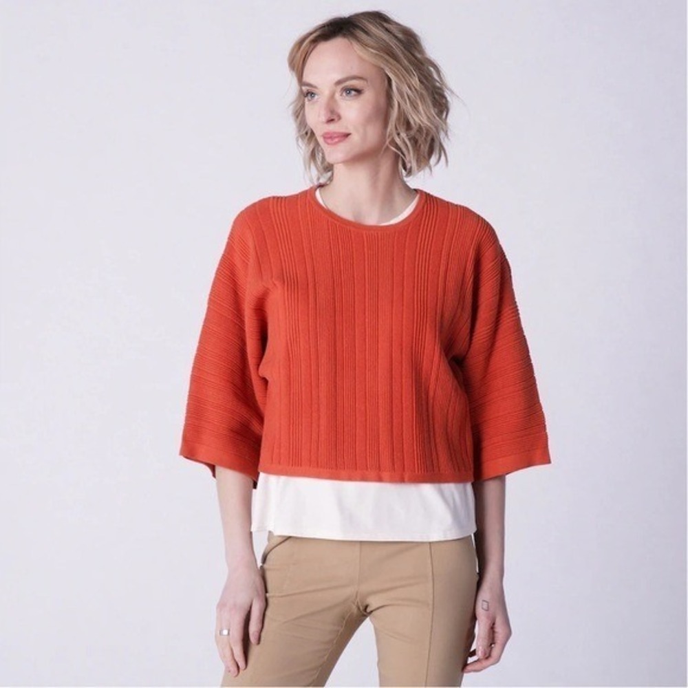 Wynne Layers Variegated Ottoman Sweater Knit Popover - 2X
